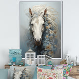 Minimalism Flower Hair Horse - Beige Horse Wall Art