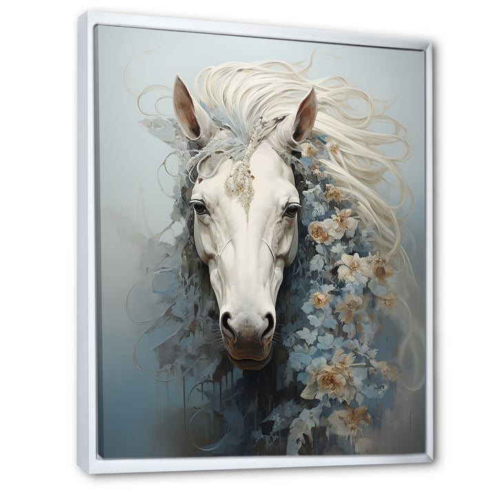 Minimalism Flower Hair Horse - Beige Horse Wall Art
