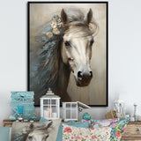 Minimalism Black and white Horse - Horse Large Canvas Wall Art