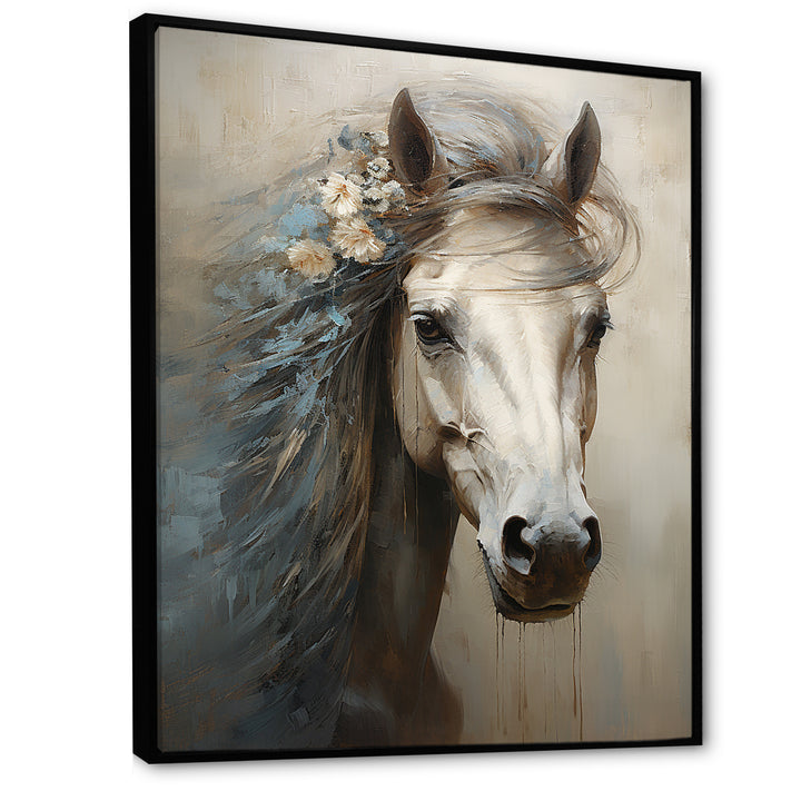 Minimalism Black and white Horse - Horse Large Canvas Wall Art