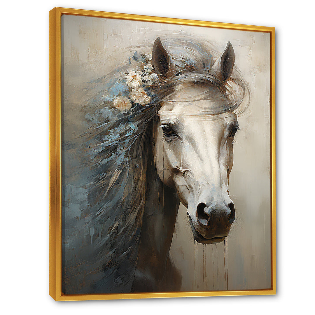 Minimalism Black and white Horse - Horse Large Canvas Wall Art