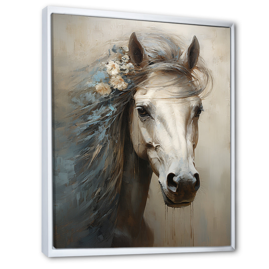 Minimalism Black and white Horse - Horse Large Canvas Wall Art