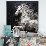 Minimalism Black and white Galloping Horse - Horse Home Decor Art
