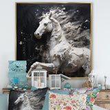 Minimalism Black and white Galloping Horse - Horse Home Decor Art