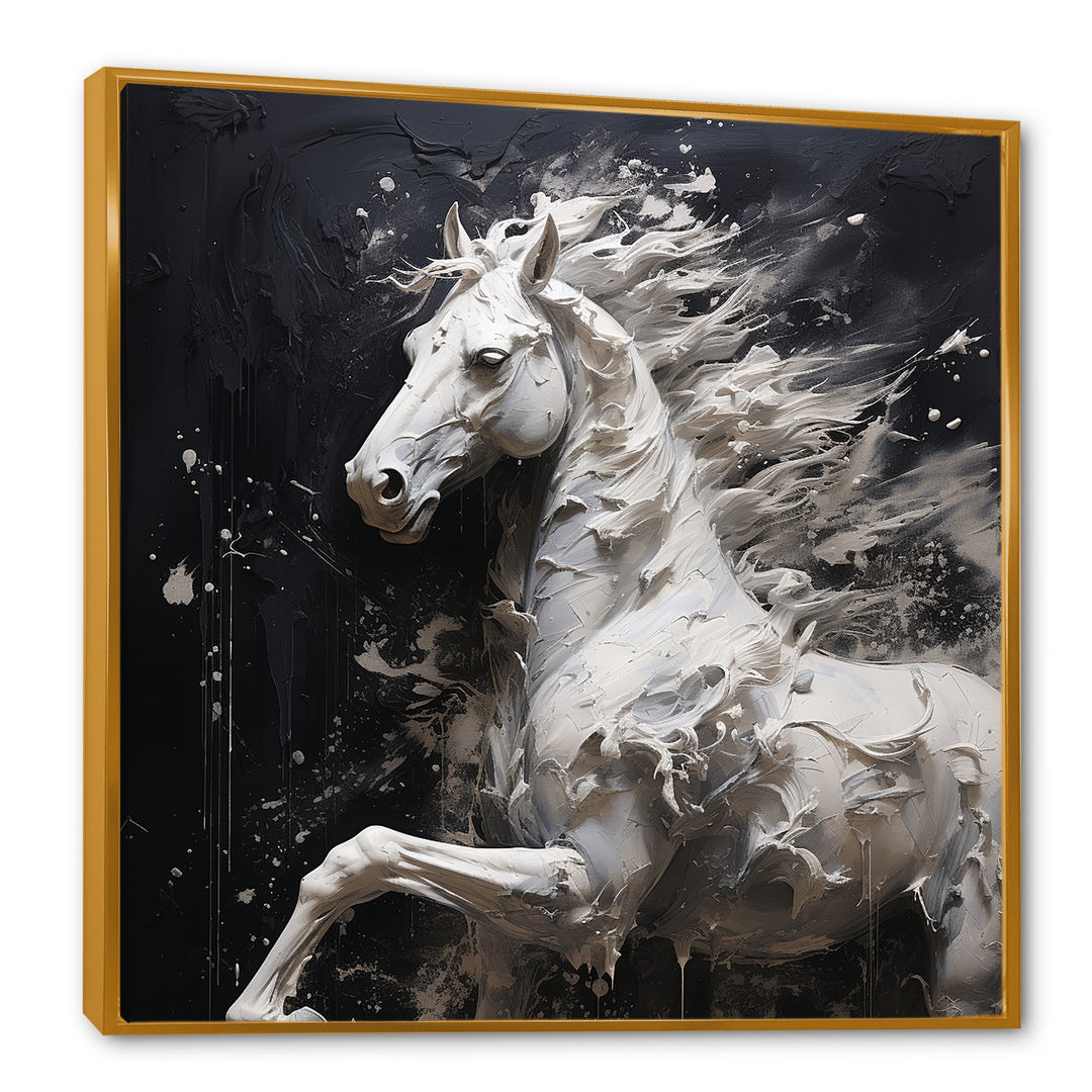 Minimalism Black and white Galloping Horse - Horse Home Decor Art