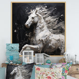 Minimalism Black and white Galloping Horse - Horse Home Decor Art