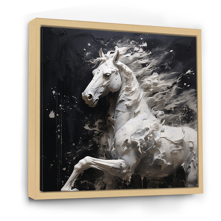 Minimalism Black and white Galloping Horse - Horse Home Decor Art