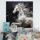 Minimalism Black and white Galloping Horse - Horse Home Decor Art