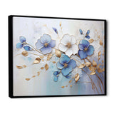 Blue And Gold Exquisit Violets - Floral Canvas Wall Art