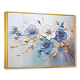 Blue And Gold Exquisit Violets - Floral Canvas Wall Art