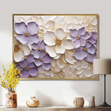 Purple And White Minimalism Violets - Floral Canvas Wall Art