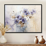 Beige And Purple Adorned Violets - Floral Canvas Wall Art