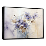 Beige And Purple Adorned Violets - Floral Canvas Wall Art