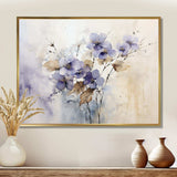 Beige And Purple Adorned Violets - Floral Canvas Wall Art