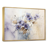 Beige And Purple Adorned Violets - Floral Canvas Wall Art