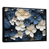 Blue And White Adorned Violets - Floral Canvas Wall Art