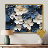 Blue And White Adorned Violets - Floral Canvas Wall Art