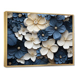 Blue And White Adorned Violets - Floral Canvas Wall Art