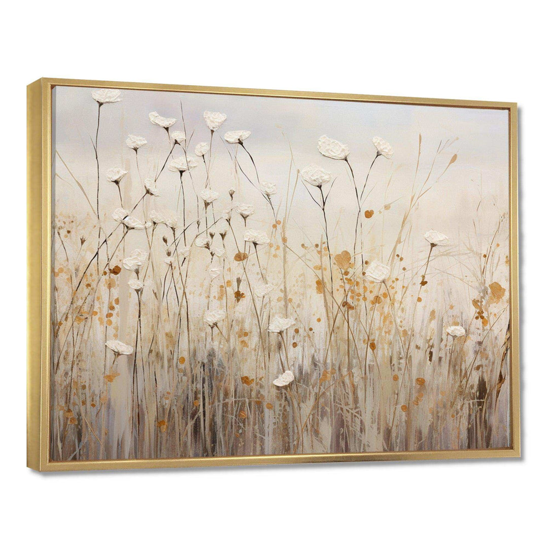 beige Wildflowers Floral Fantasy - Floral Canvas Wall Art
