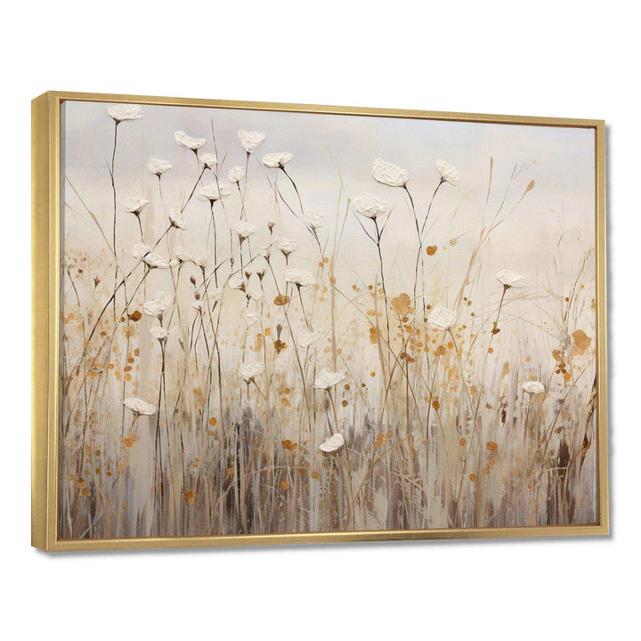 beige Wildflowers Floral Fantasy - Floral Canvas Wall Art