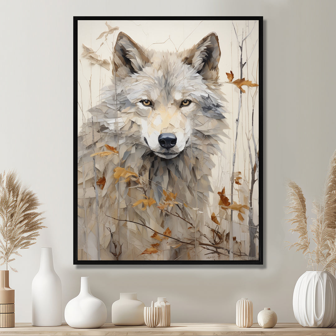 minimalism Beige Wolf expression - Beige Wolf Wall Art
