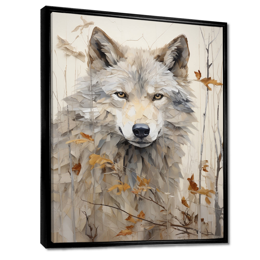 minimalism Beige Wolf expression - Beige Wolf Wall Art