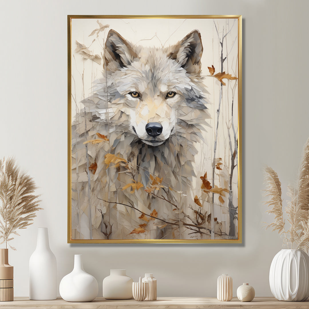 minimalism Beige Wolf expression - Beige Wolf Wall Art