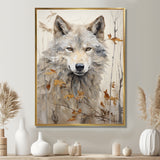 minimalism Beige Wolf expression - Beige Wolf Wall Art