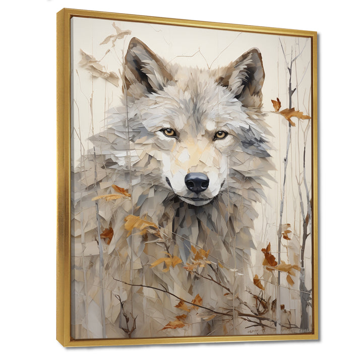 minimalism Beige Wolf expression - Beige Wolf Wall Art