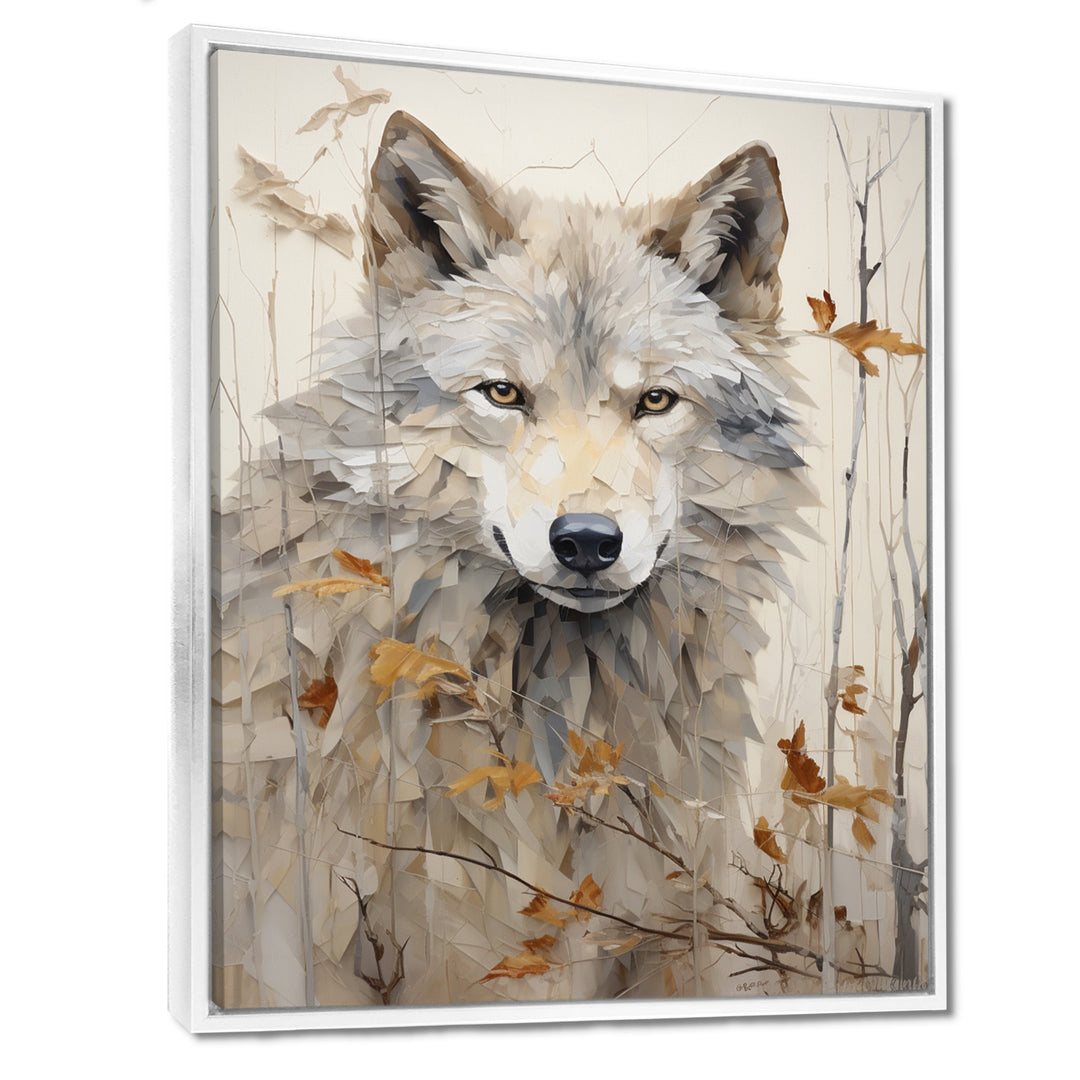minimalism Beige Wolf expression - Beige Wolf Wall Art