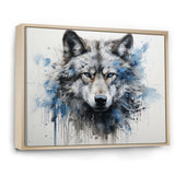 minimalism blue and grey Wolf Expression - Wolf Framed Canvas Art
