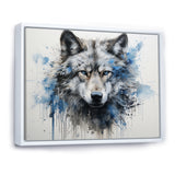 minimalism blue and grey Wolf Expression - Wolf Framed Canvas Art