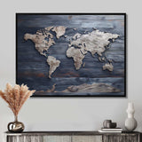 Rustic Routes world map - Map Canvas Wall Art