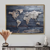 Rustic Routes world map - Map Canvas Wall Art