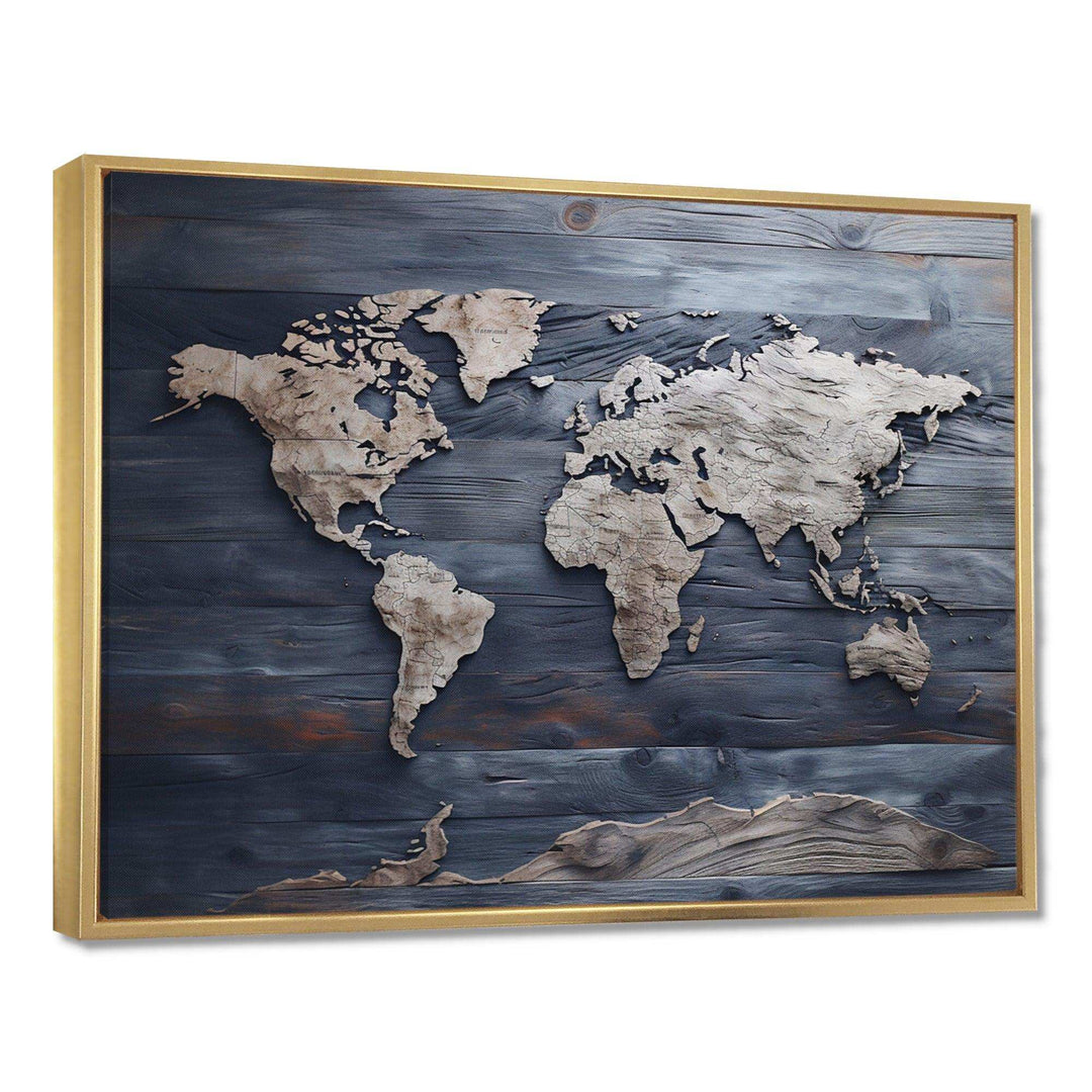 Rustic Routes world map - Map Canvas Wall Art