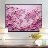 pink Whimsical Waters world map - Map Canvas Wall Art