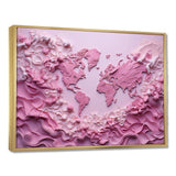 pink Whimsical Waters world map - Map Canvas Wall Art