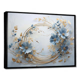 blue and gold Wreath flower - Floral Canvas Wall Art