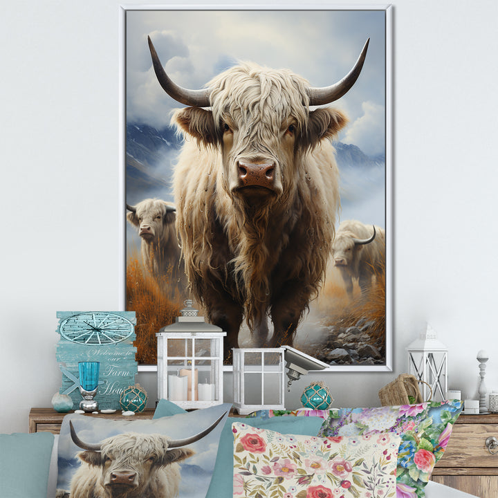 Yaks grazing in mountain - Yaks Bedroom Wall Art