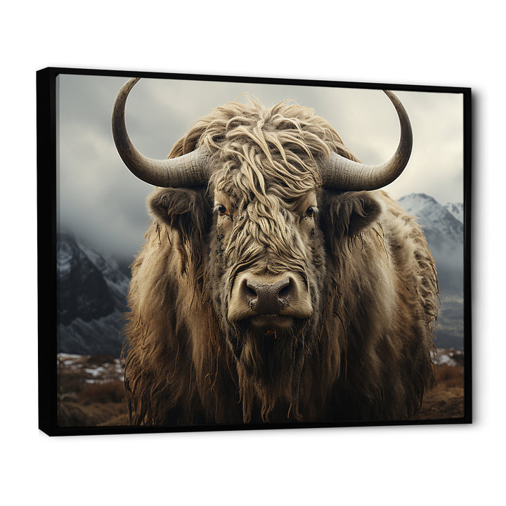 Monochrome Yak Grazing Scene - Yaks Wall Decor