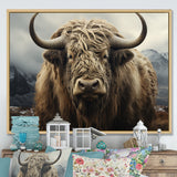 Monochrome Yak Grazing Scene - Yaks Wall Decor