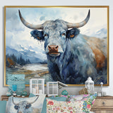 blue and grey yak painting - Yaks Wall Art Prints