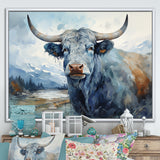 blue and grey yak painting - Yaks Wall Art Prints