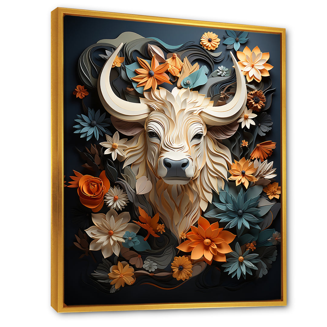 Cubist Herd yak sketch - Beige Yaks Wall Art