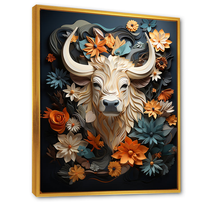 Cubist Herd yak sketch - Beige Yaks Wall Art