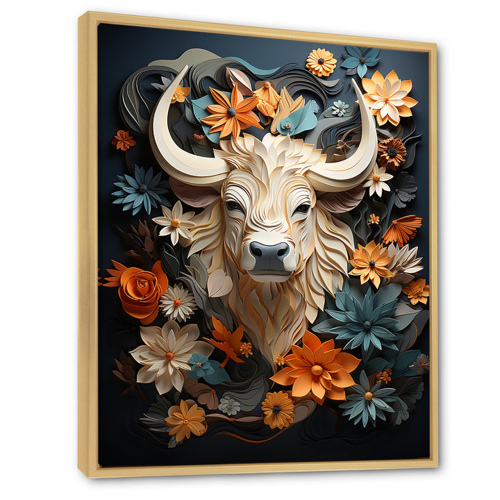 Cubist Herd yak sketch - Beige Yaks Wall Art