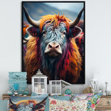 Colorful fur yak portrait - Yaks Large Canvas Wall Art