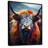 Colorful fur yak portrait - Yaks Large Canvas Wall Art