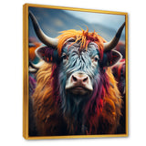 Colorful fur yak portrait - Yaks Large Canvas Wall Art