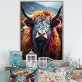 Colorful fur yak portrait - Yaks Large Canvas Wall Art